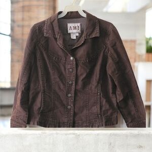 Y2K A*M*I Vintage Brown Denim Button Down Jacket Size Large
